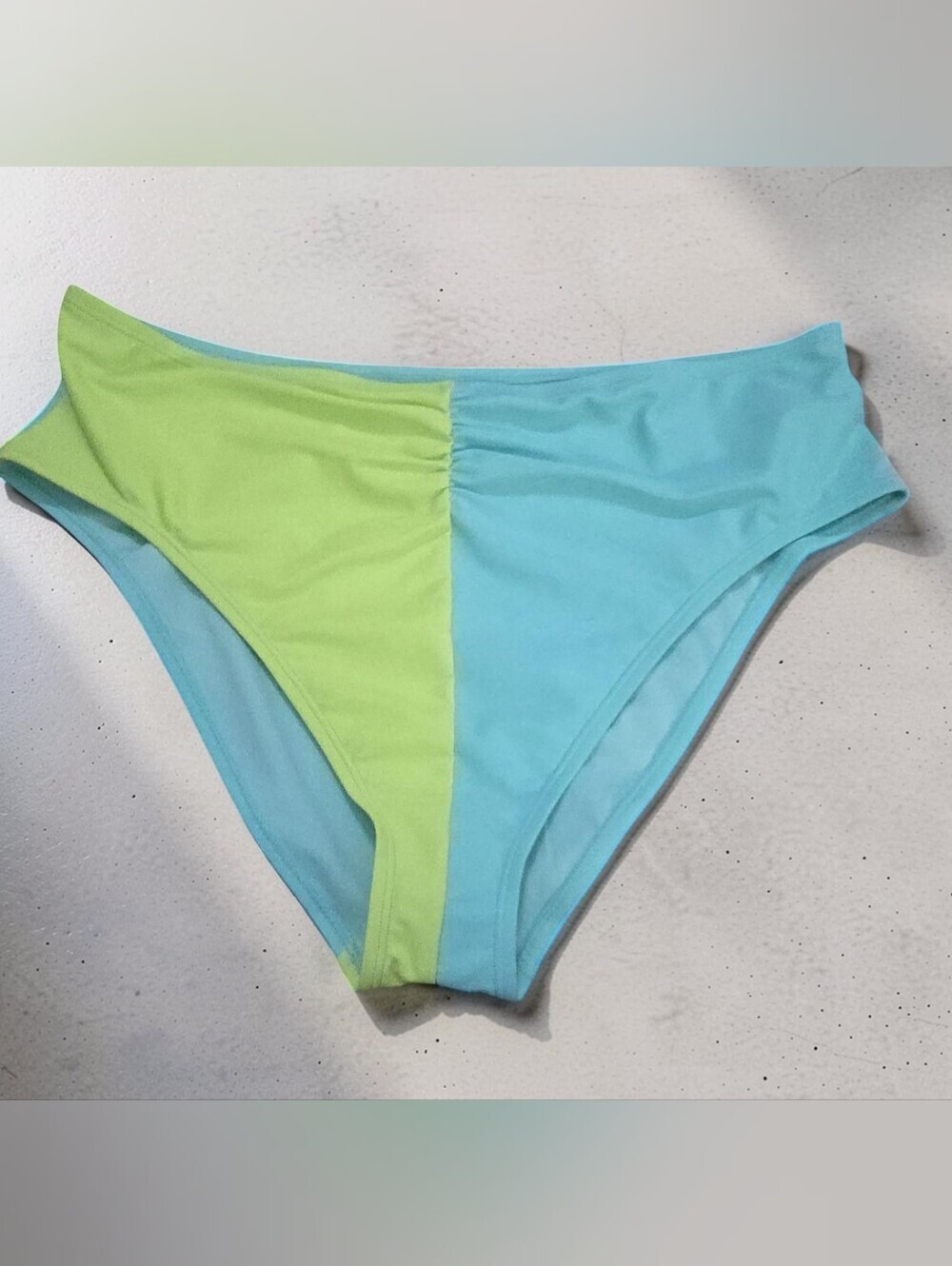 Ninety-Nine Women’s Two-Tone Blue Swim Bottoms Cheeky High Waist & Leg Pool